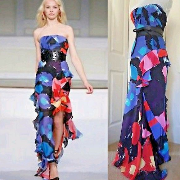 °$8,900 OSCAR DE LA RENTA SPECTACULAR SPANISH SILK GOWN DRESS RUNWAY US S - Picture 15 of 16